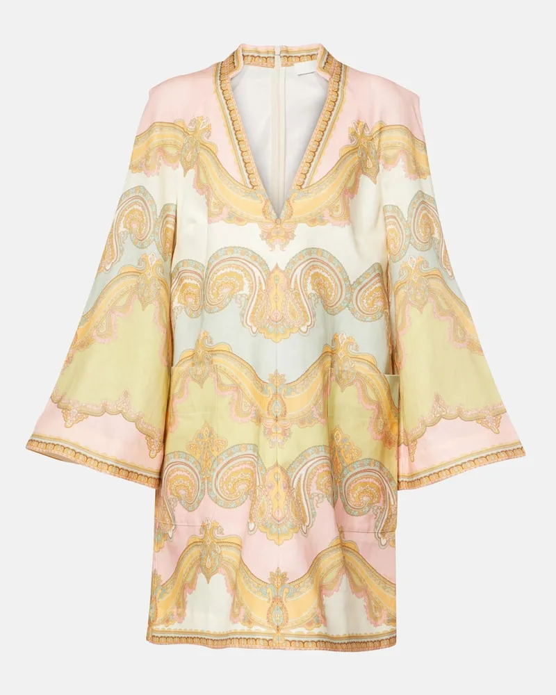 Zimmermann Minikleid Maxine aus Leinen Gold