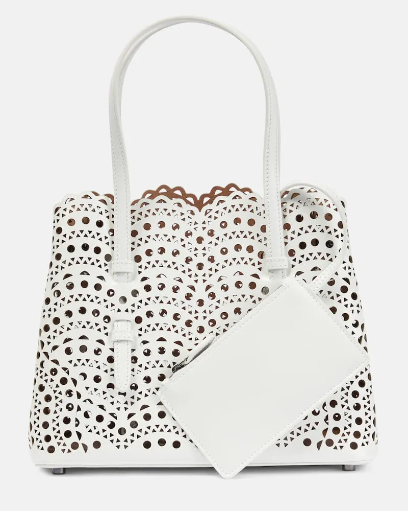 Alaïa Alaïa Tote Bag Le Mina 25 Vienne Wave aus Leder Weiß