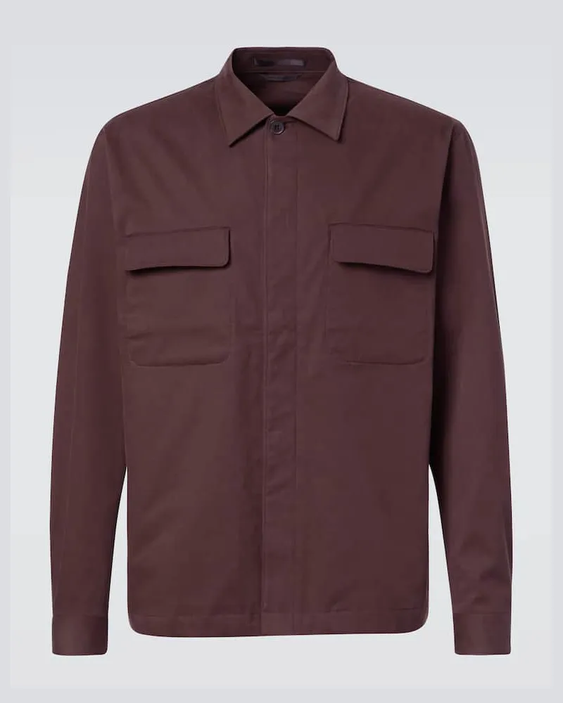 Sunspel Hemdjacke aus Baumwolle und Kaschmir Braun