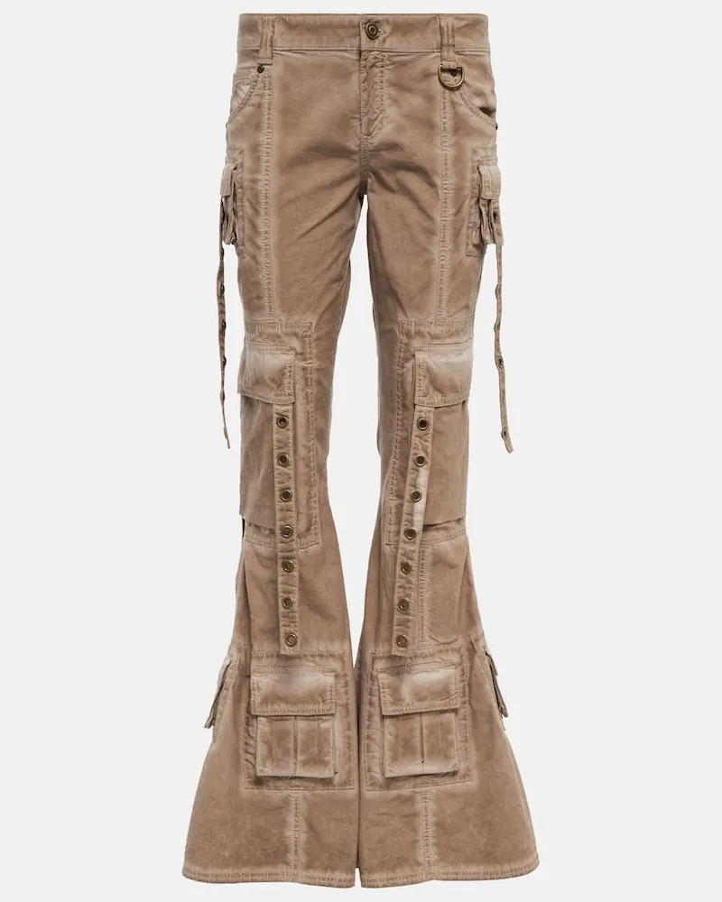Blumarine Low-Rise Flared Jeans Neutral