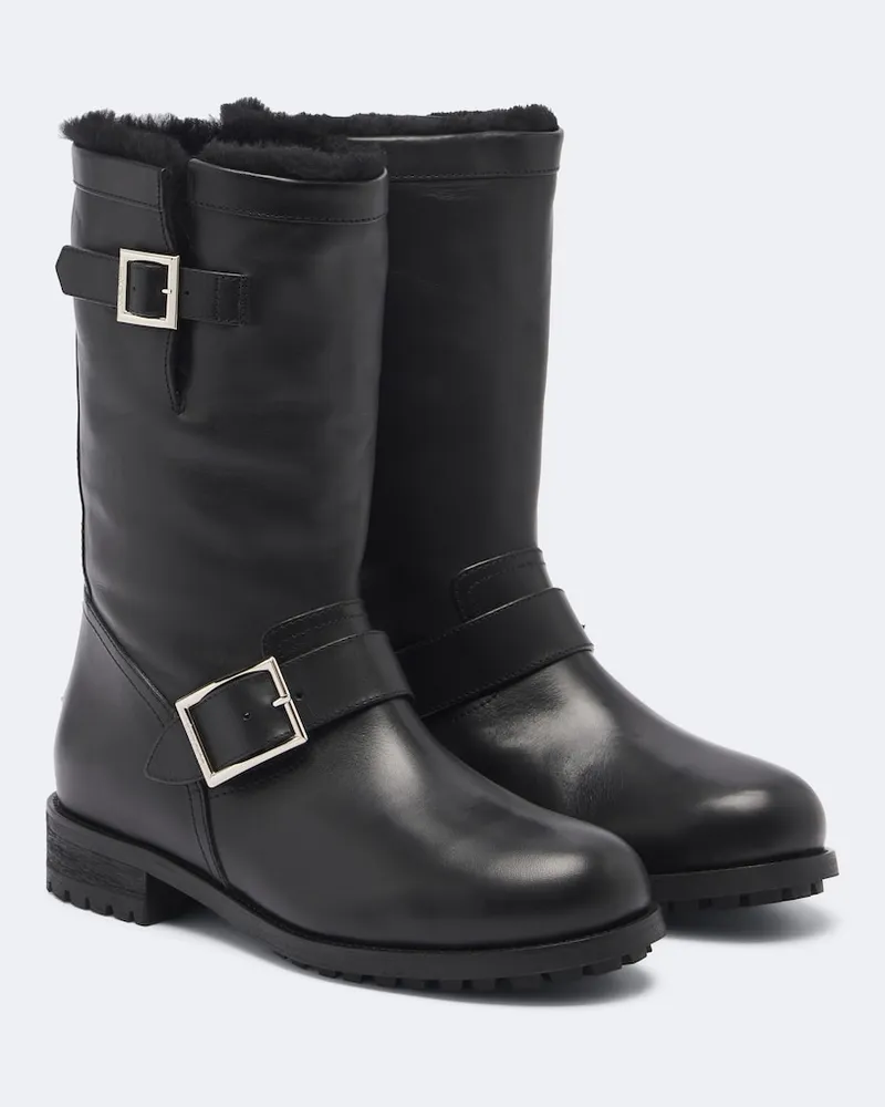 Jimmy Choo Stiefel Biker aus Leder Schwarz