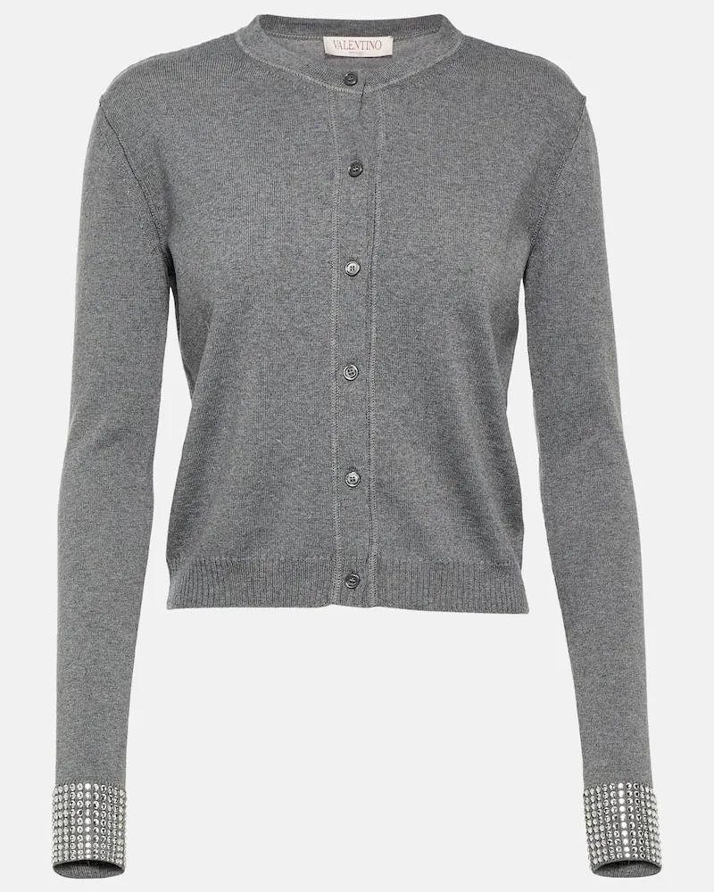 Valentino Garavani Verzierter Cardigan aus Schurwolle Grau