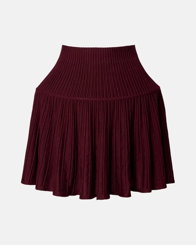 Alaïa Alaïa Minirock aus Rippstrick Burgunderrot
