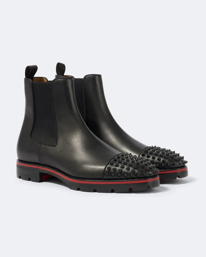 Christian Louboutin Chelsea Boots Melon Spikes aus Leder Schwarz