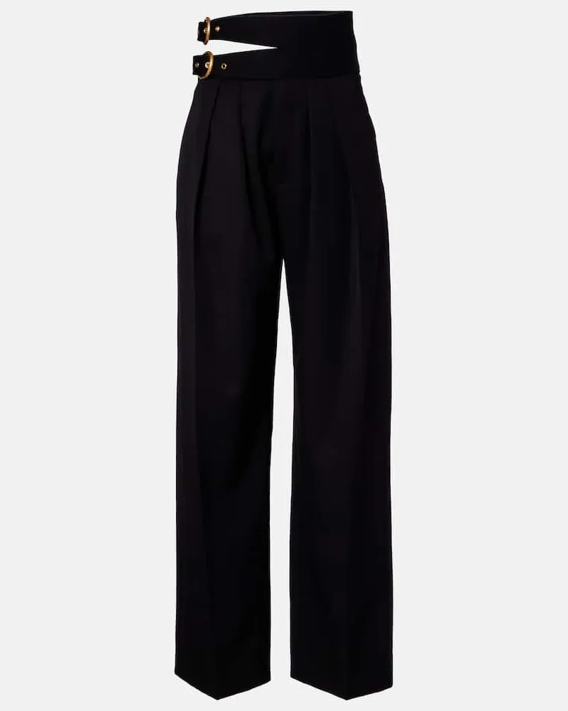 Chloé Chloé Weite Hose aus Schurwolle Schwarz