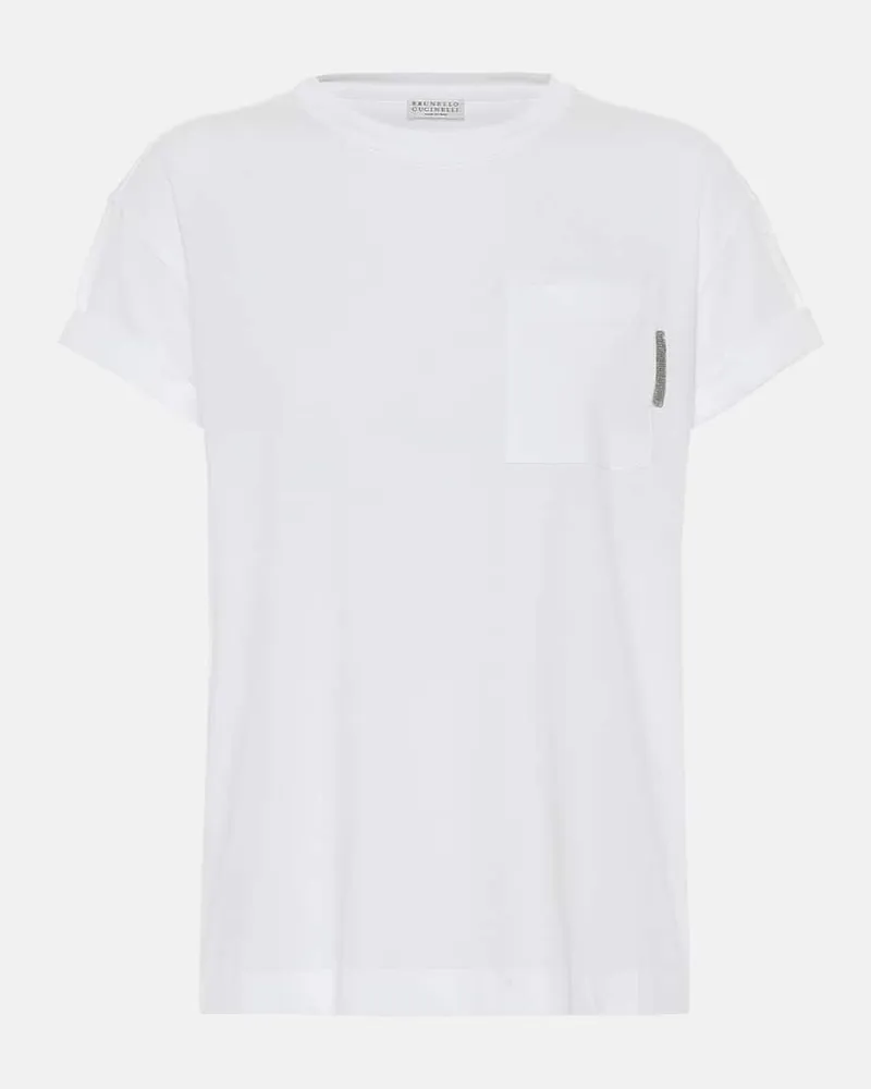 Brunello Cucinelli T-Shirt aus einem Baumwollgemisch Weiß