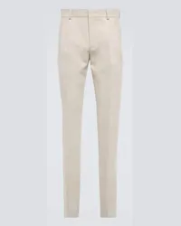 Loro Piana Schmale Hose aus Leinen Weiss