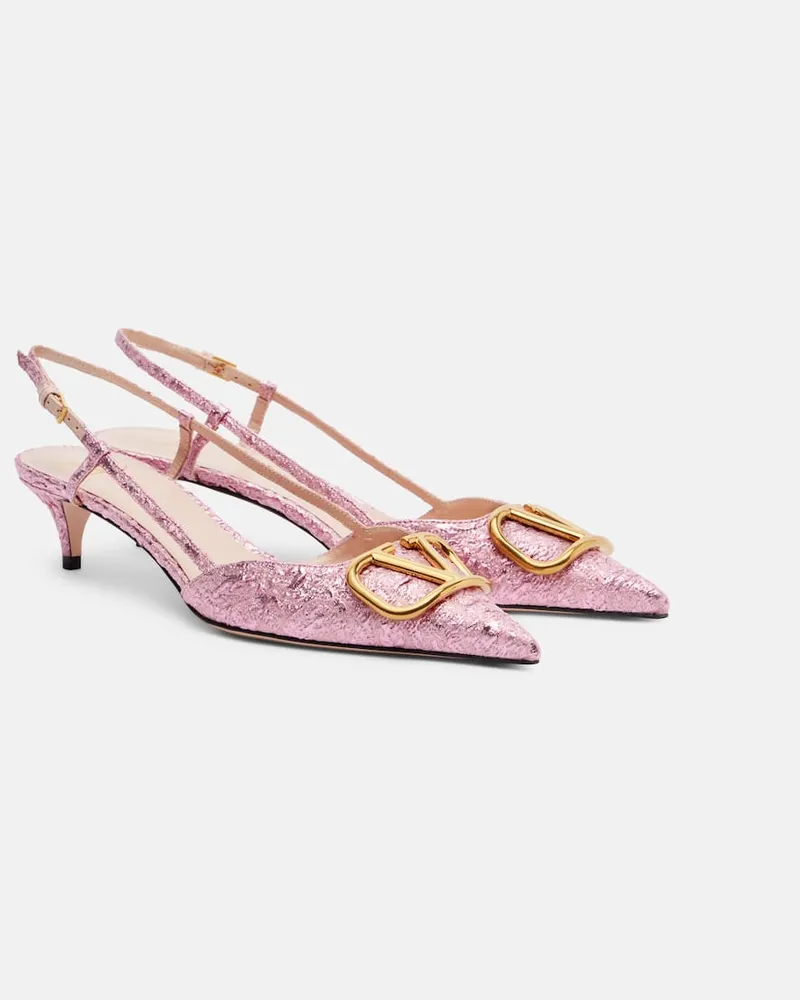 Valentino Garavani Slingback-Pumps VLogo Signature 80 aus Jacquard Rosa