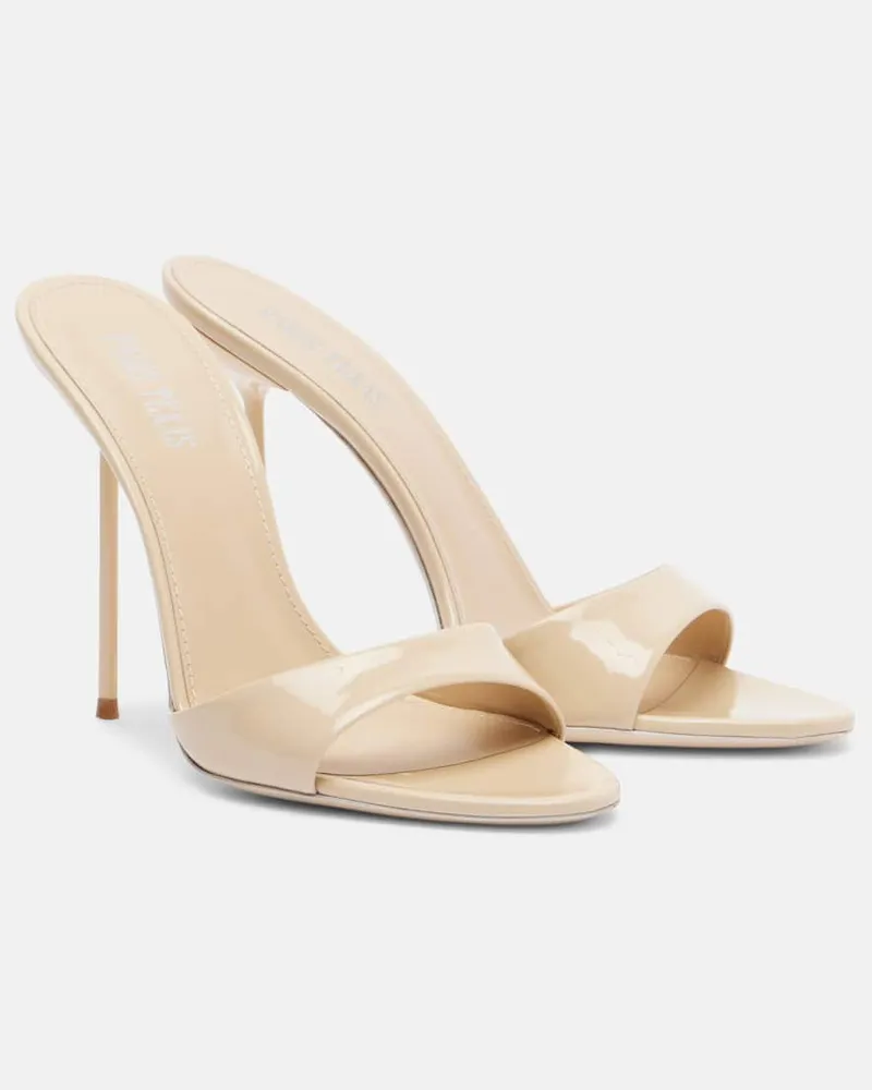 Paris Texas Pantoletten Lidia aus Lackleder Beige