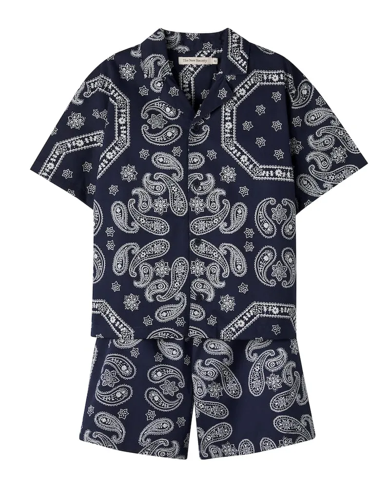 The New Society Set Aster aus Hemd und Shorts Blau