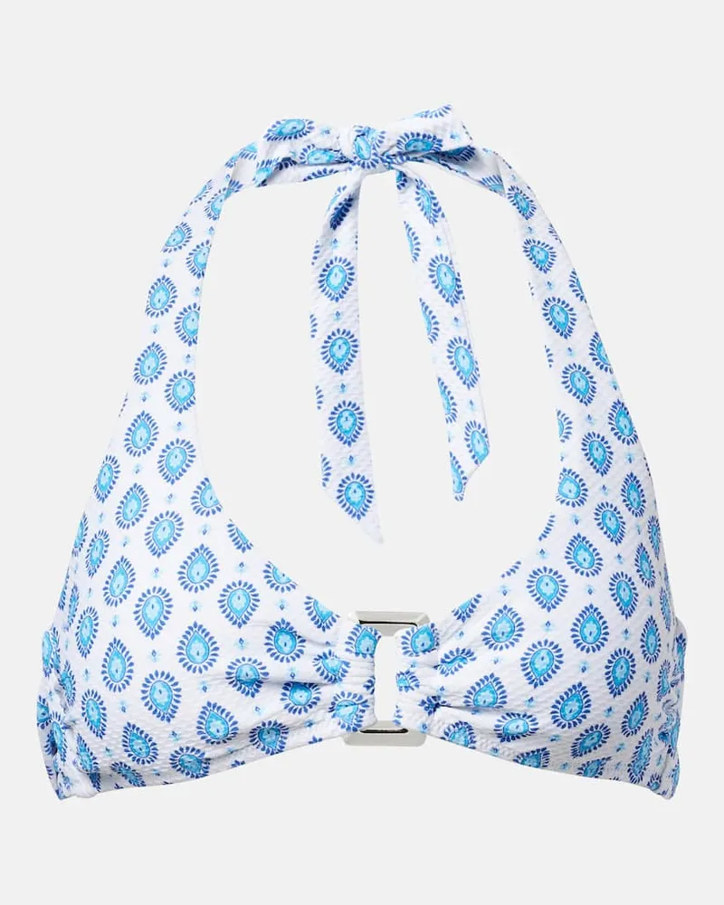 Heidi Klein Bedrucktes Bikini-Oberteil La Croissette Blau