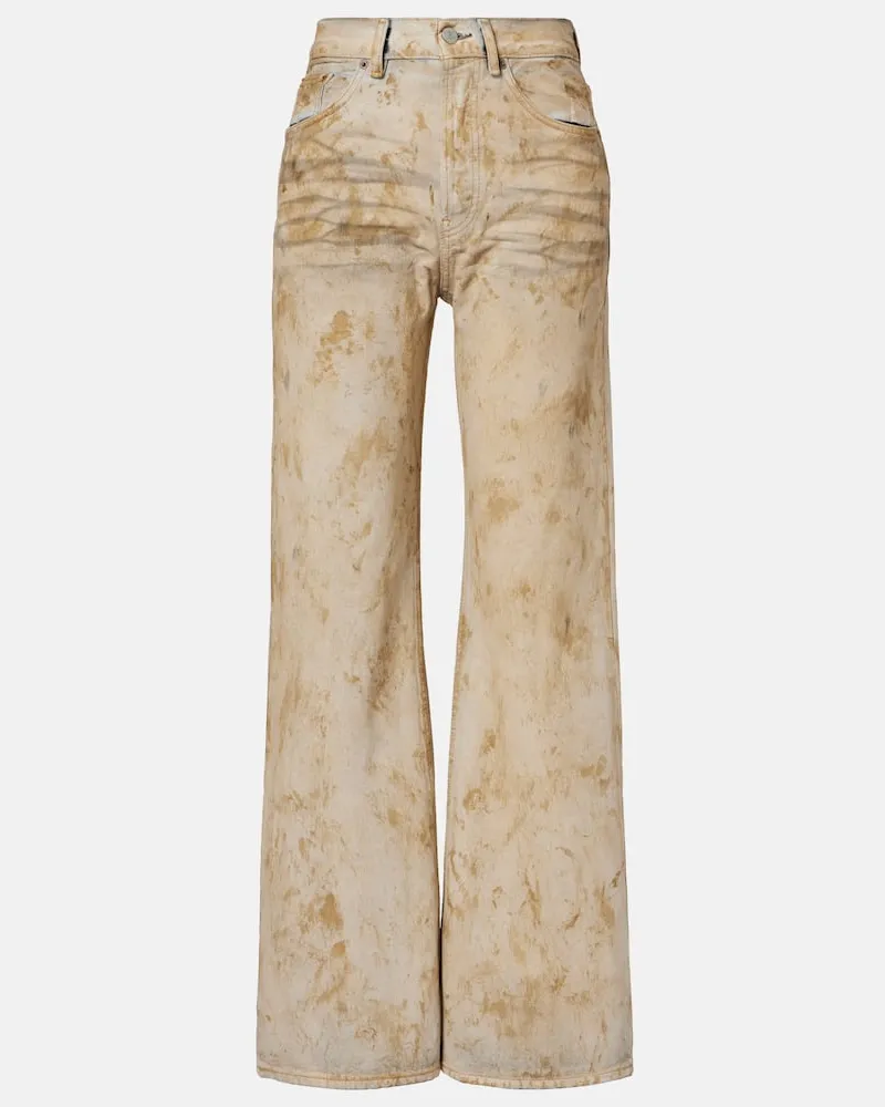 Acne Studios Distressed Wide-Leg Jeans 2021 Beige
