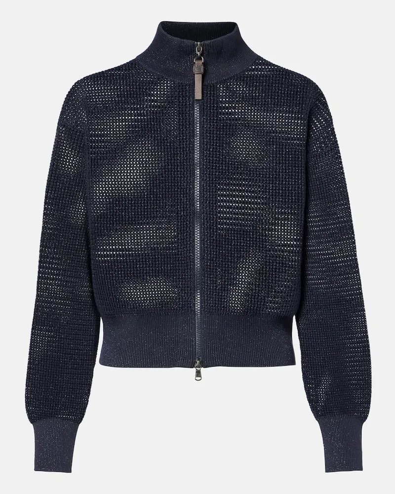 Brunello Cucinelli Cardigan aus einem Baumwollgemisch Blau