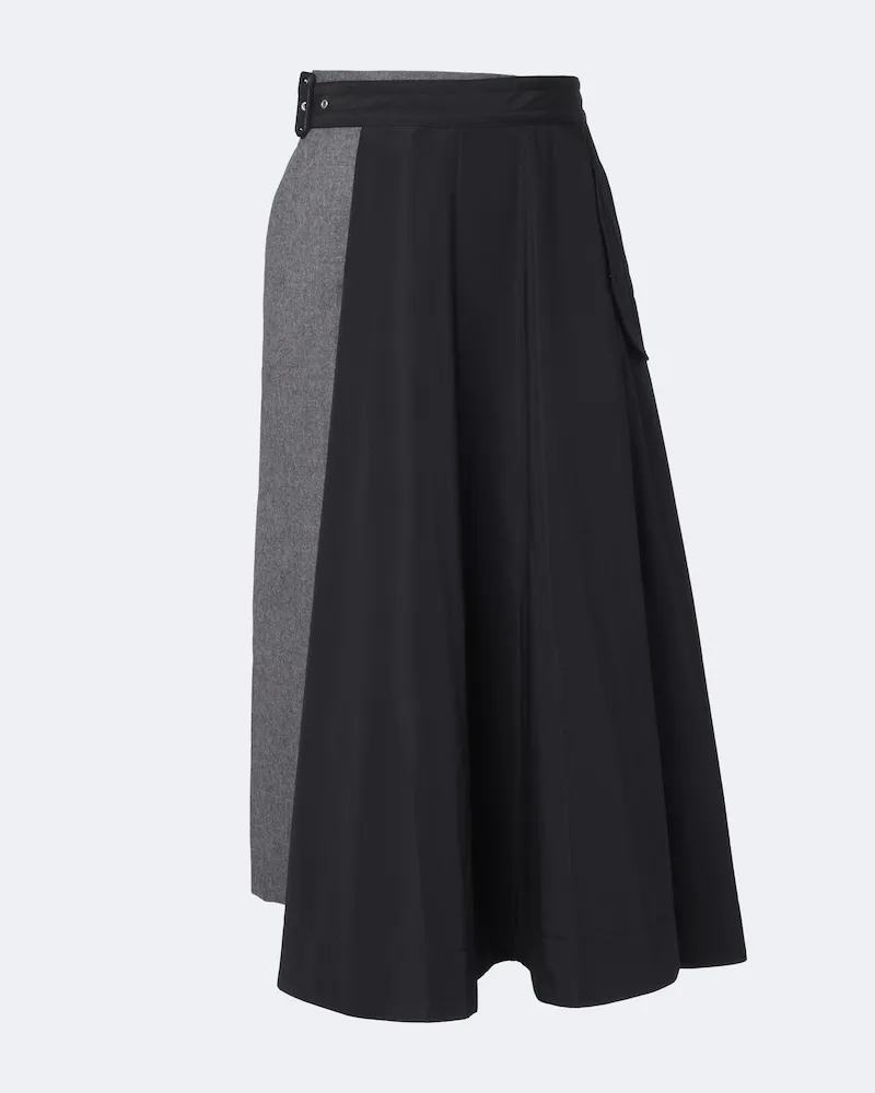 Sacai Midirock aus Taft und Flanell Schwarz