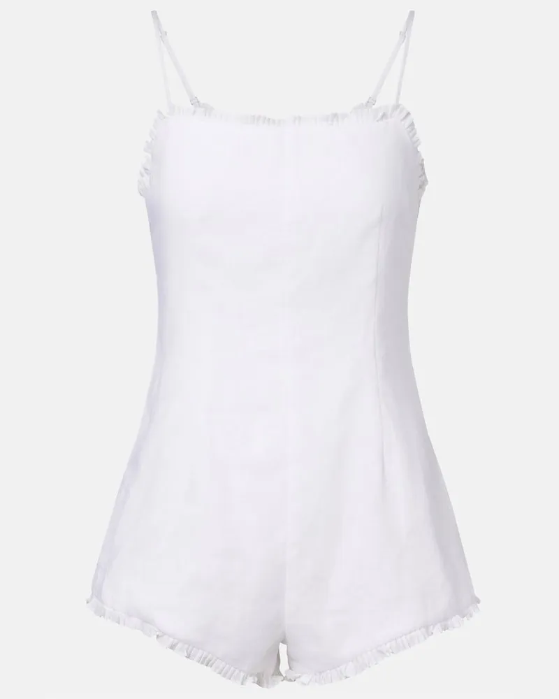 Posse Playsuit Florence aus Leinen Weiß