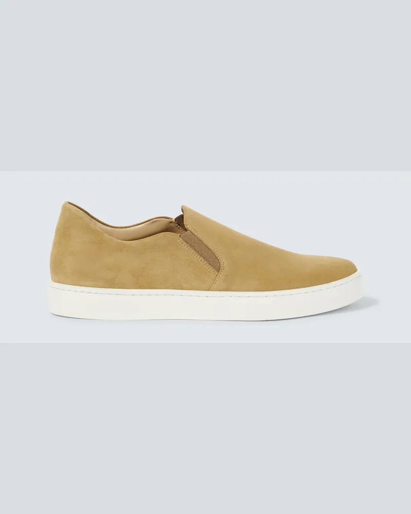 Manolo Blahnik Slip-Ons Nadores aus Veloursleder Grün
