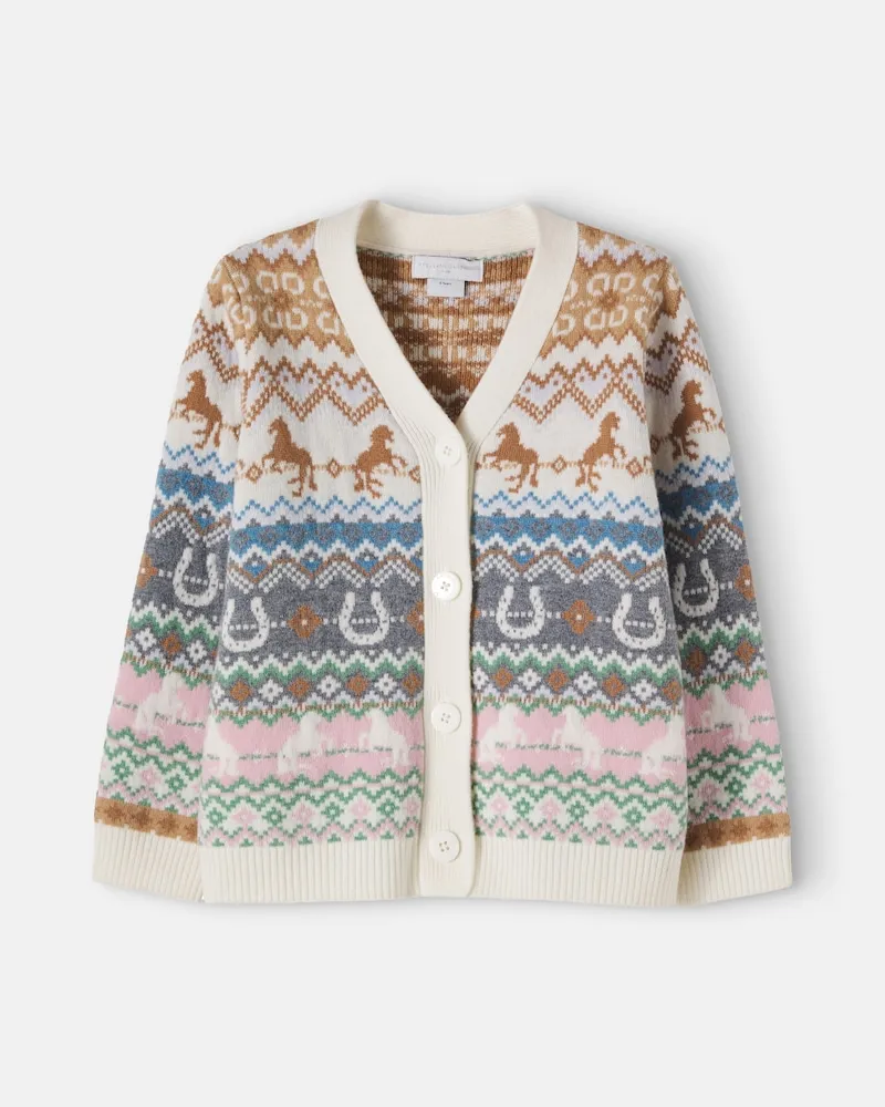 Stella McCartney Kids Cardigan aus Baumwolle und Wolle Multicolor