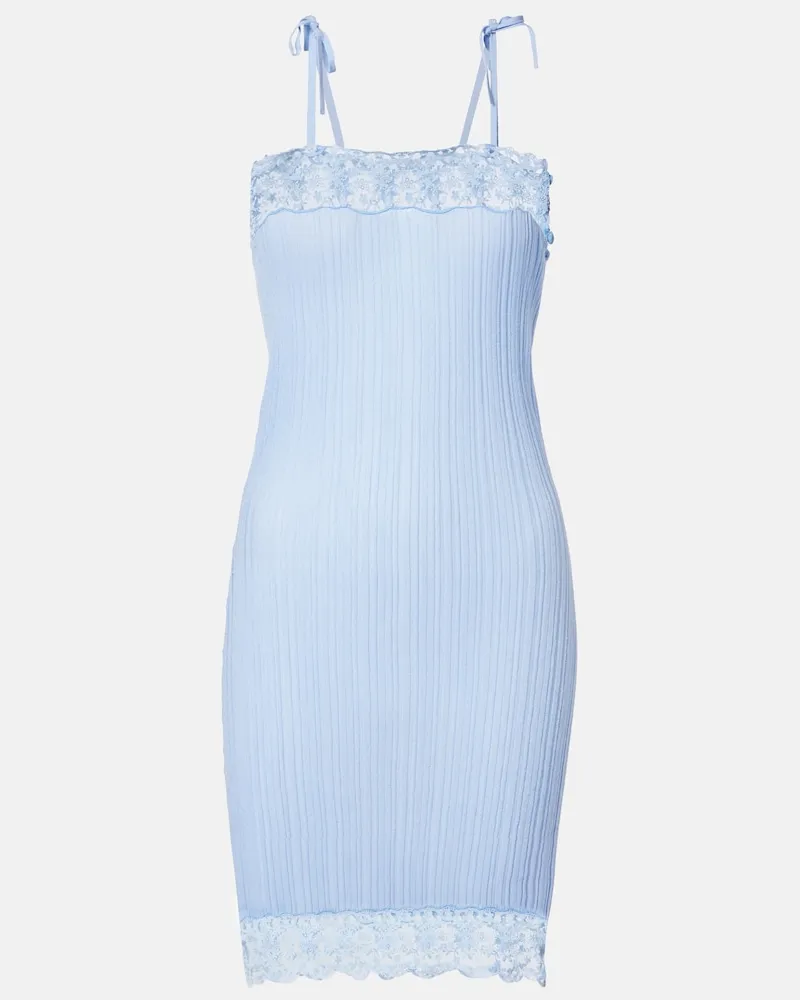Chloé Chloé Slipdress aus Wolle mit Spitze Blau
