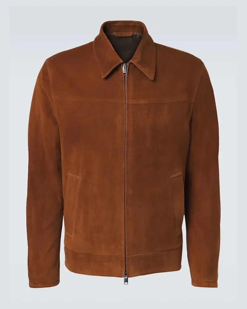 Brioni Blouson aus Veloursleder Braun