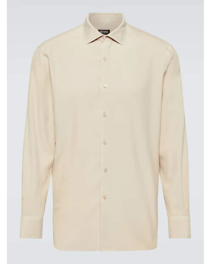 Ermenegildo Zegna Oxford-Hemd aus Seide Beige