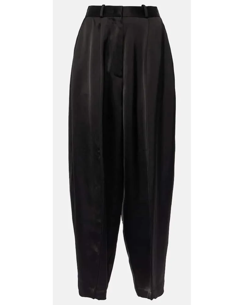 Co Weite High-Rise-Hose aus Crêpe Schwarz