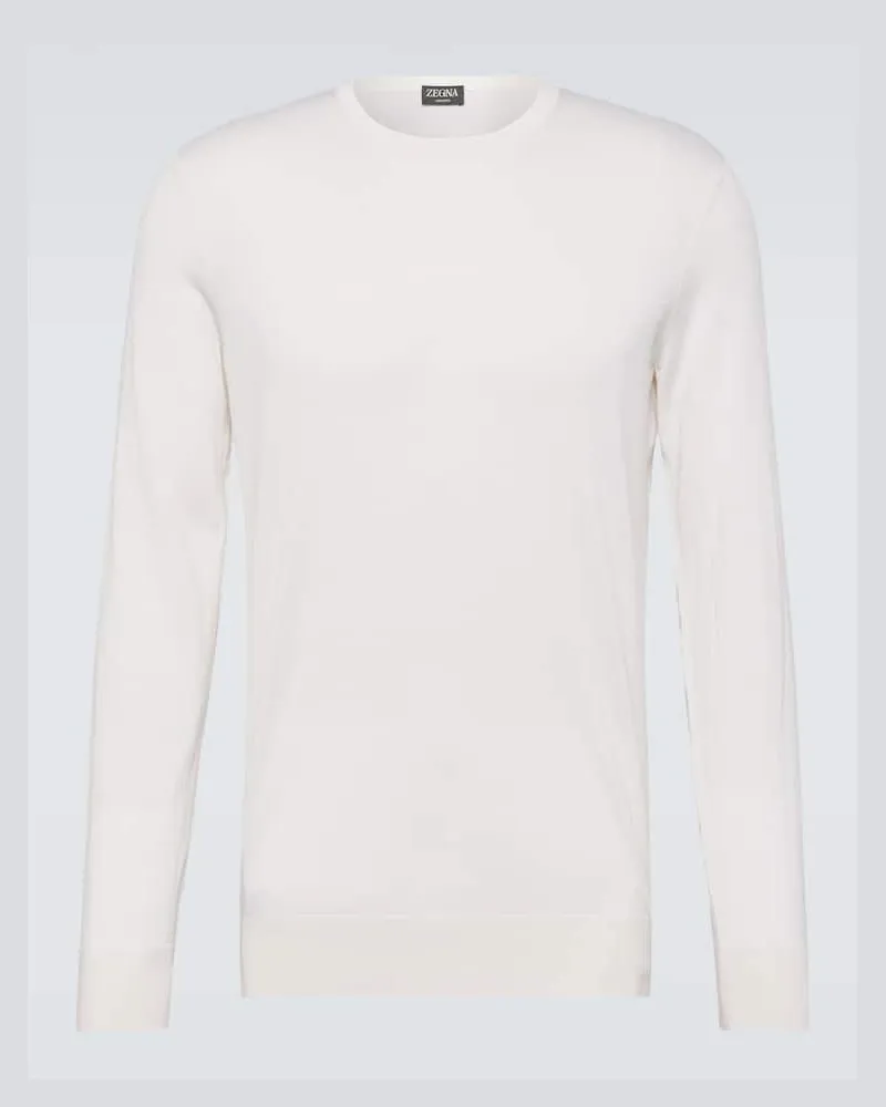 Ermenegildo Zegna Pullover aus Kaschmir und Seide Weiß