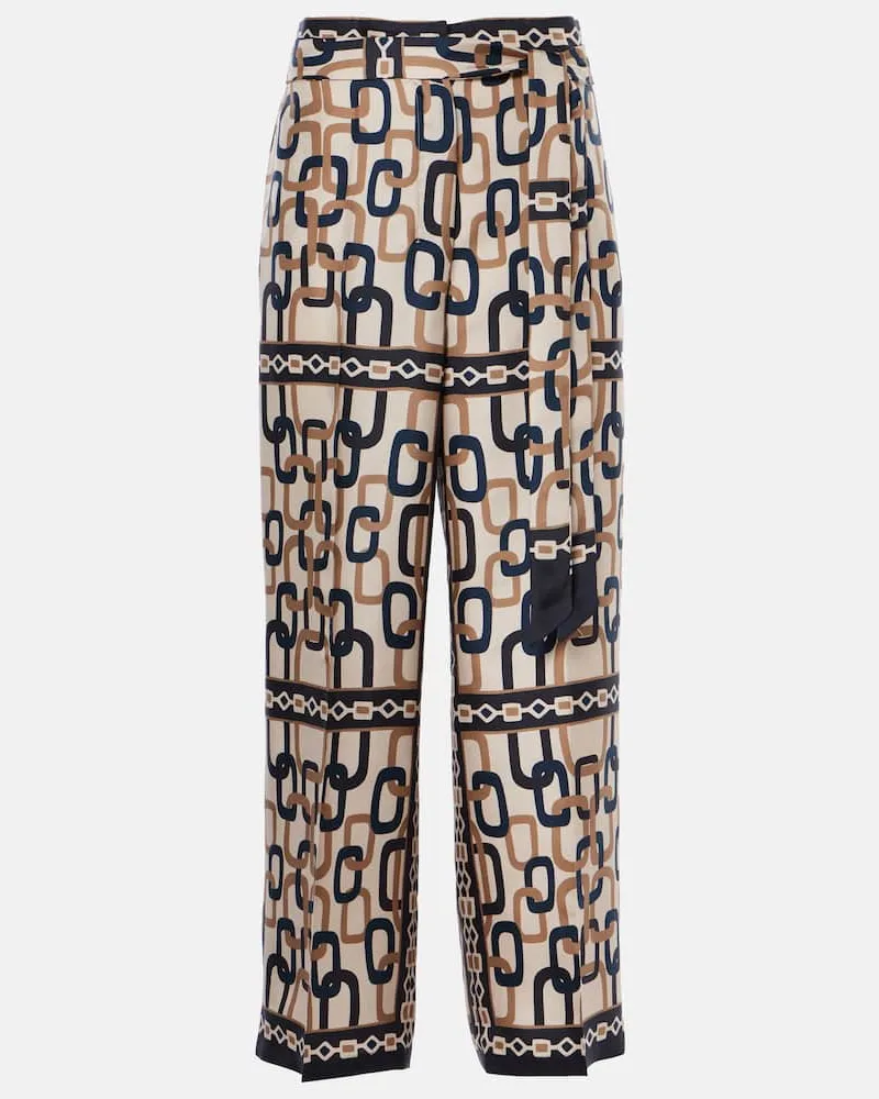 Max Mara Weite Hose Brina aus Seiden-Twill Multicolor