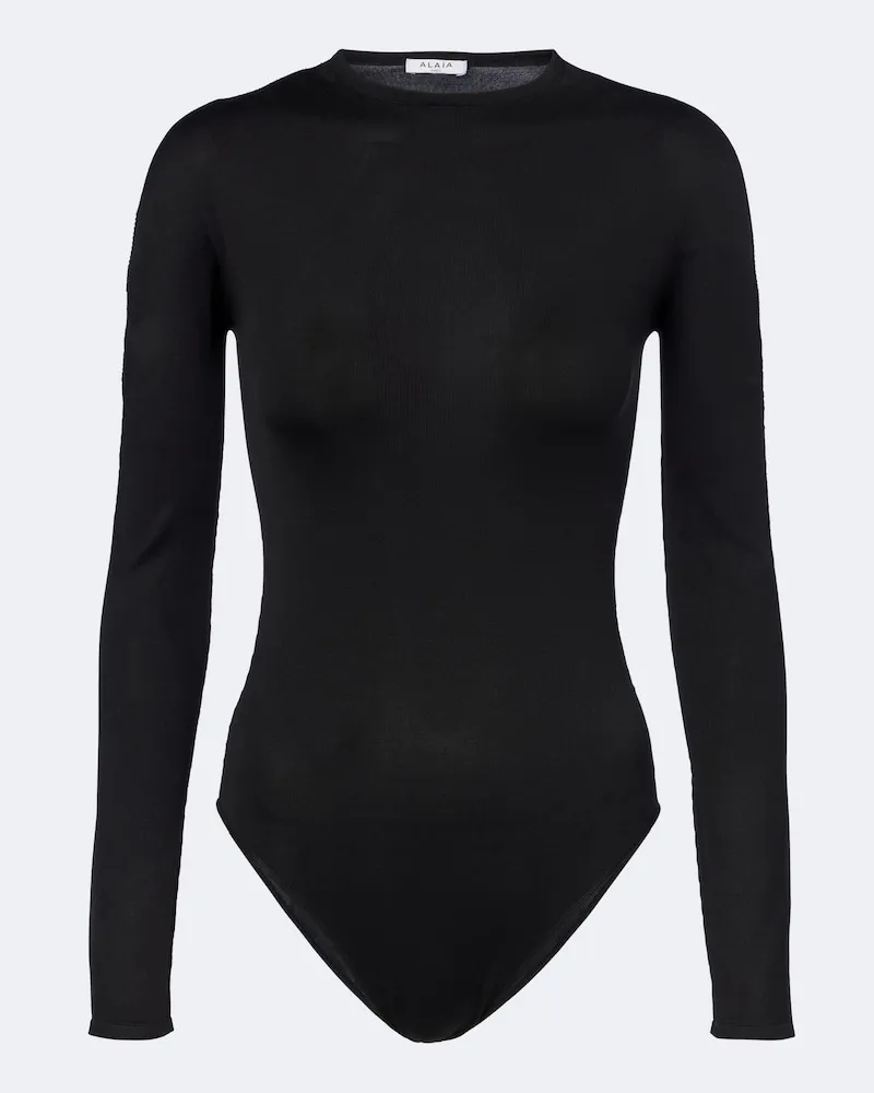 Alaïa Alaïa Bodysuit aus einem Seiden-Jersey-Gemisch Schwarz