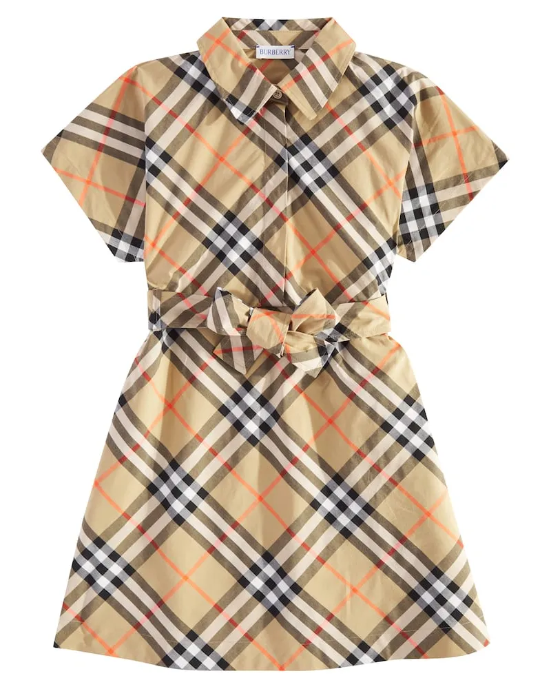 Burberry Kleid Burberry Check aus Baumwollpopeline Beige