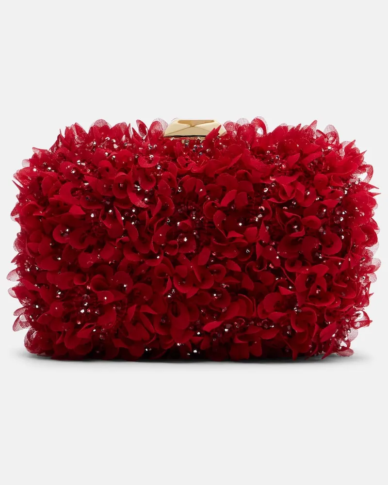 Jimmy Choo Verzierte Clutch Cloud aus Satin Rot