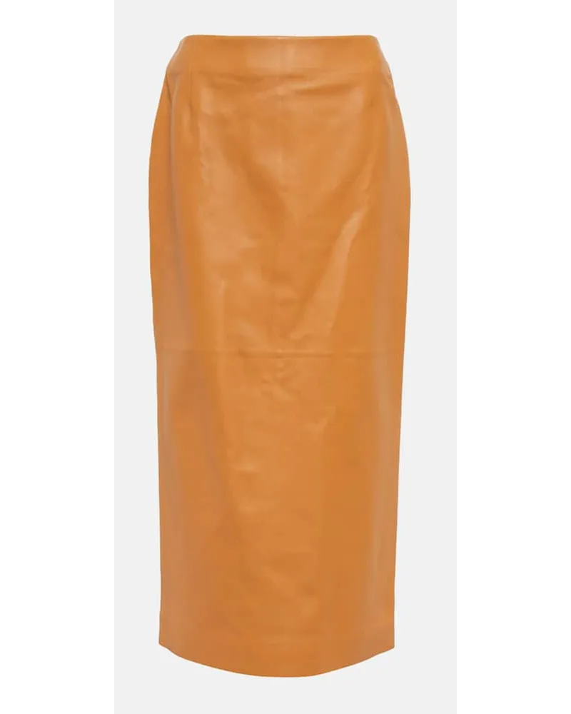 Gabriela Hearst High-Rise-Midirock Manuela aus Leder Braun