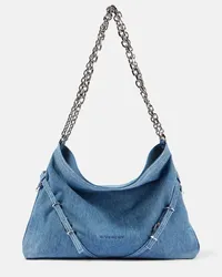 Givenchy Schultertasche Voyou Chain Medium aus Denim Blau