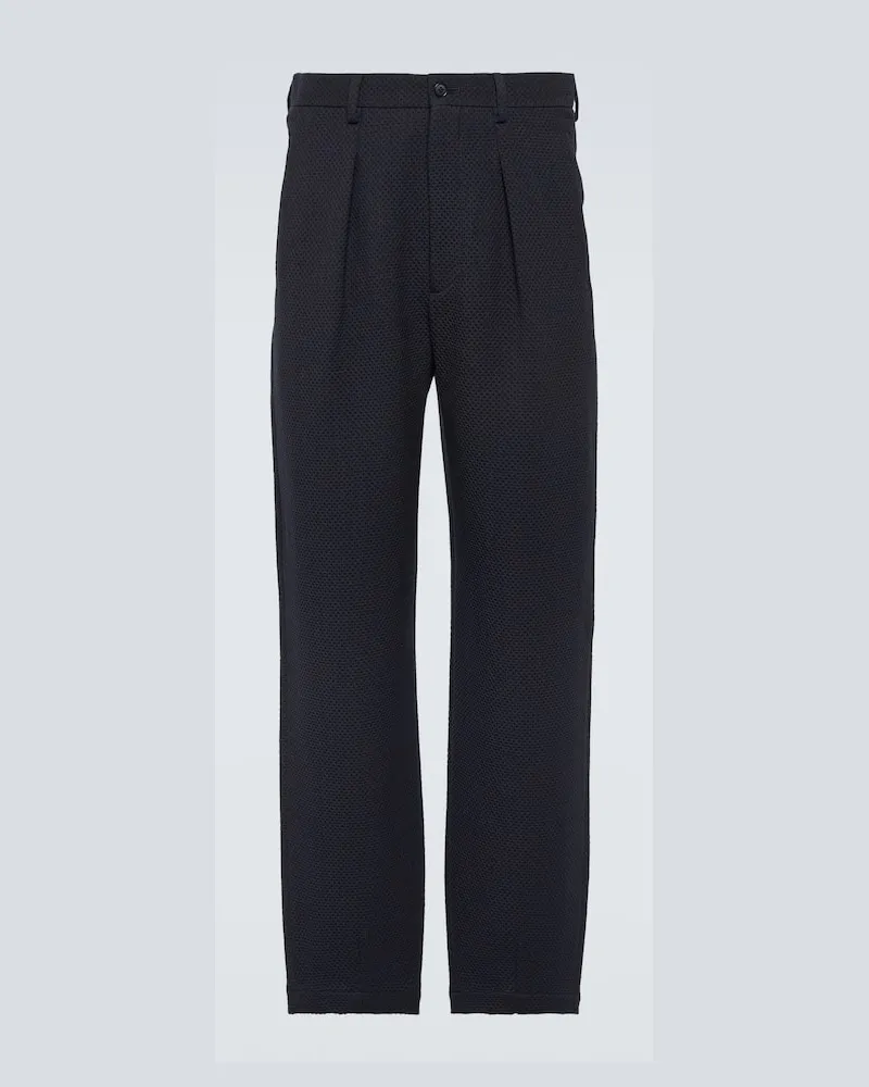 Giorgio Armani Gerade Hose aus Wolle Blau