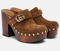 Clogs Double G aus Veloursleder