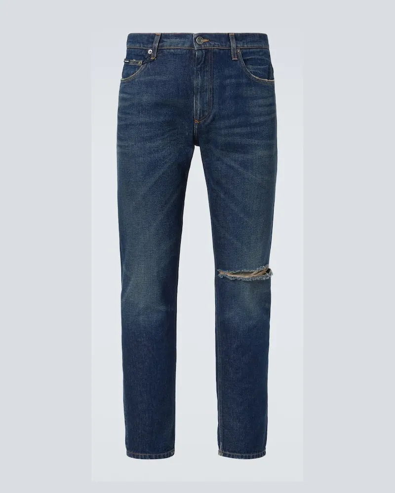 Dolce & Gabbana Distressed Slim Jeans Blau