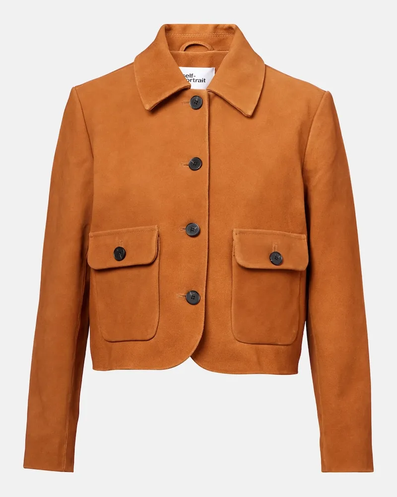 Self-Portrait Jacke aus Veloursleder Braun