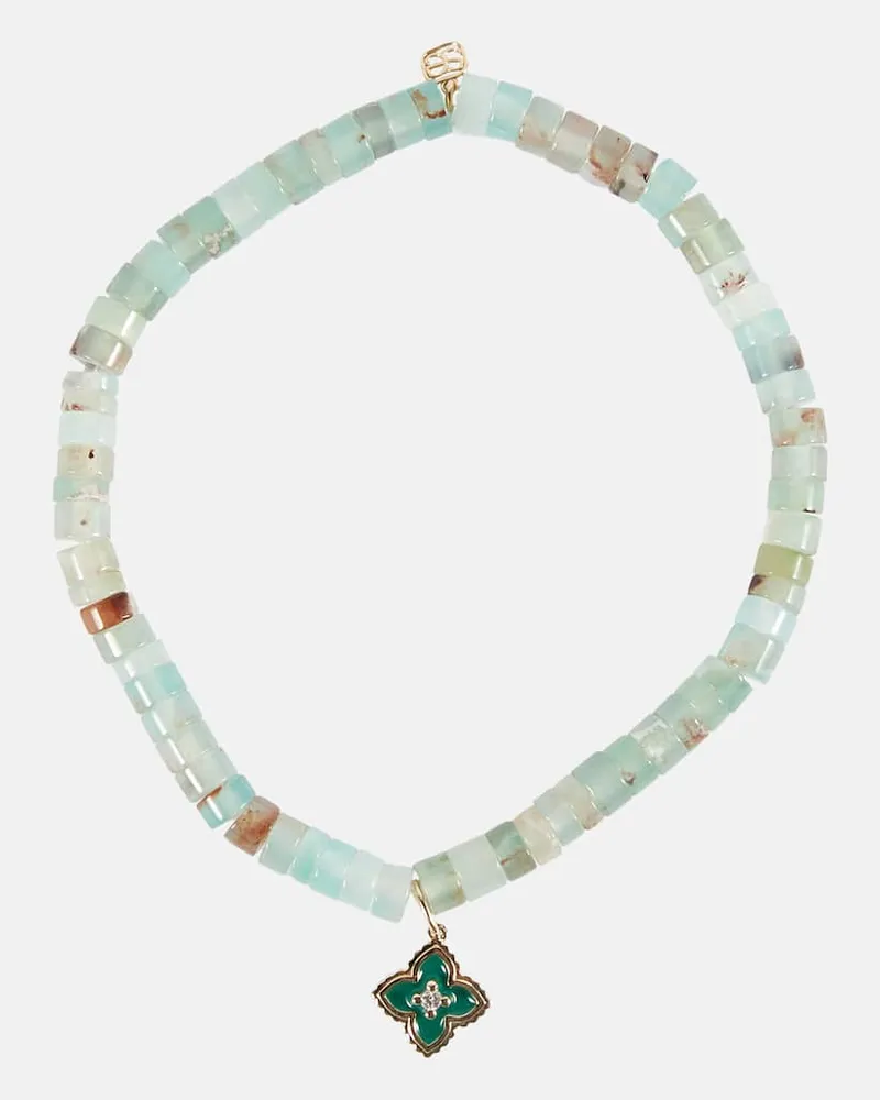 Sydney Evan Armband Moroccan aus Aquaprase mit 14kt Gelbgold, Emaille und Diamant Grün