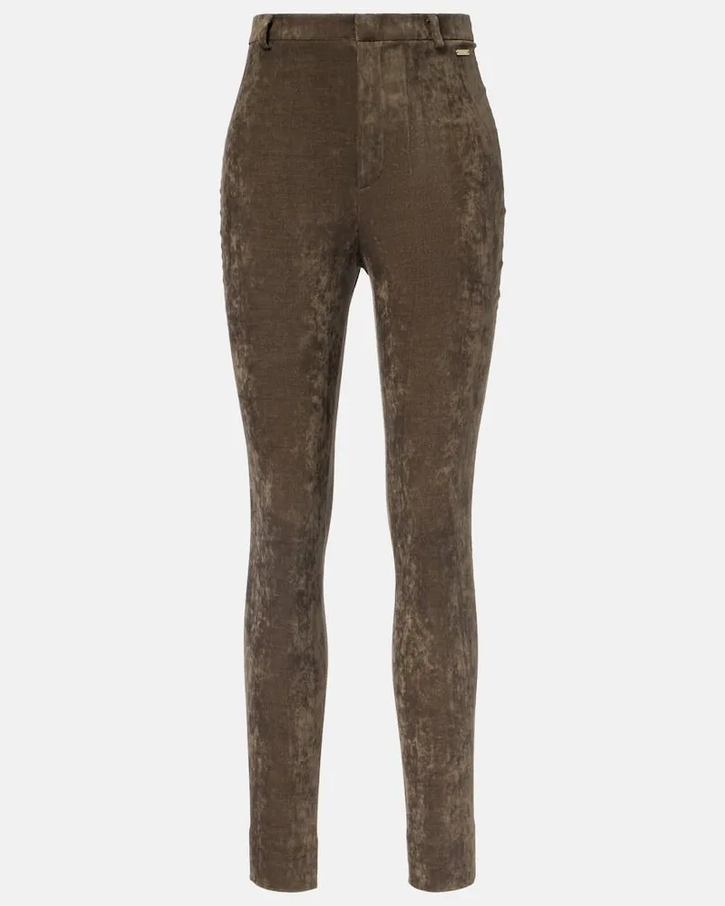 Gucci Leggings aus Samt Braun
