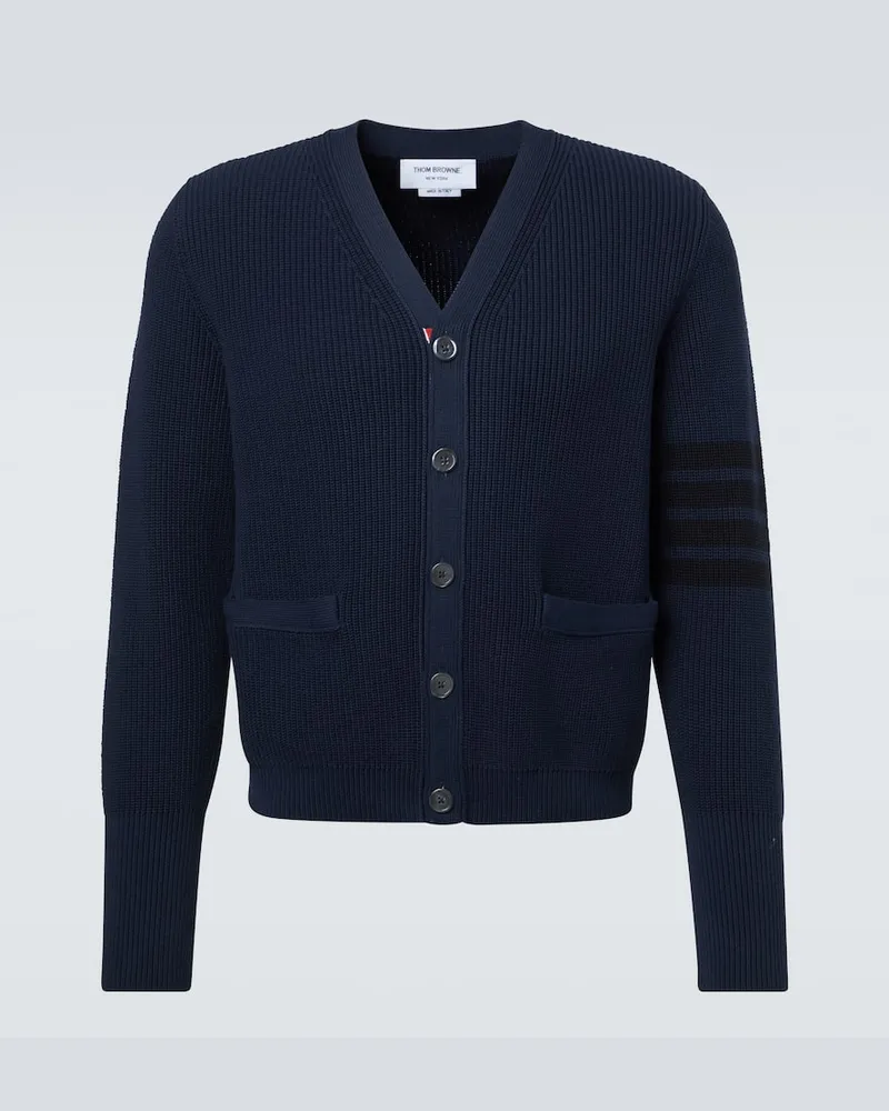 Thom Browne Cardigan 4-Bar aus Baumwolle Blau