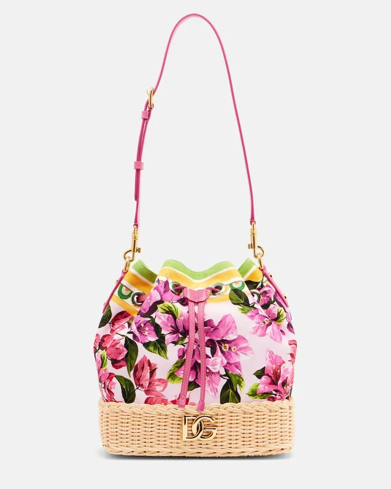 Dolce & Gabbana Bucket Bag Taormina DG mit Raffiabast Multicolor
