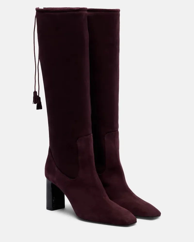 Max Mara Stiefel 75 aus Veloursleder Burgunderrot