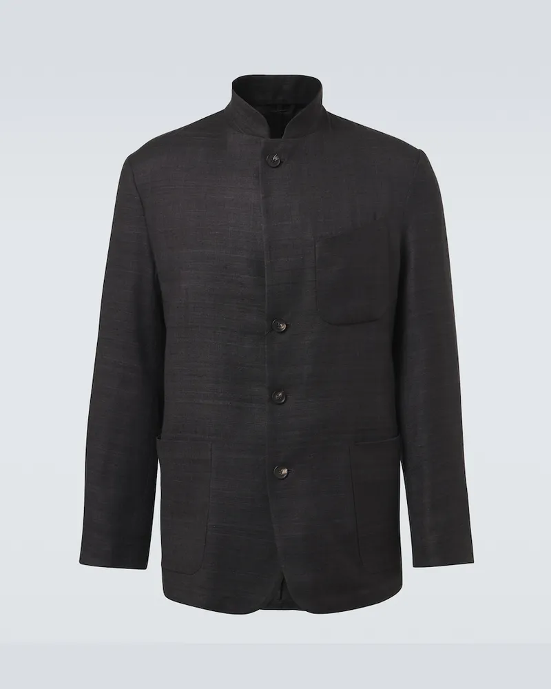 SAMAN AMEL Jacke Nehru aus Seide Grau