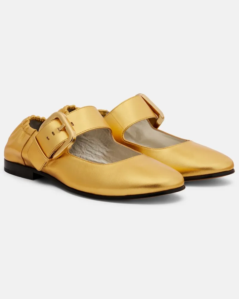 Bottega Veneta Mary-Jane-Ballerinas Amy aus Metallic-Leder Gold