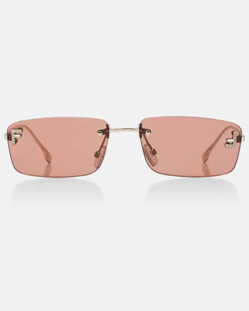 Fendi Eckige Sonnenbrille Fendi First Crystal Rosa