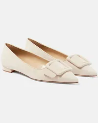 Manolo Blahnik Ballerinas Maysale aus Veloursleder Beige