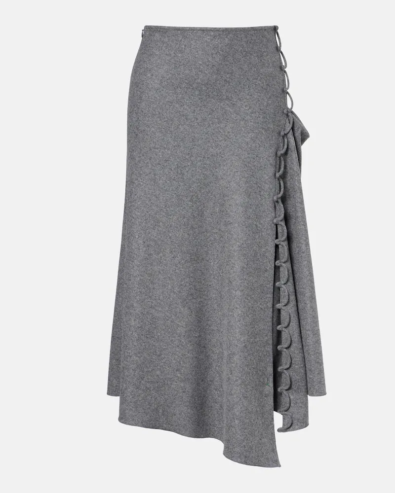 Victoria Beckham Midirock aus Wolle und Kaschmir Grau