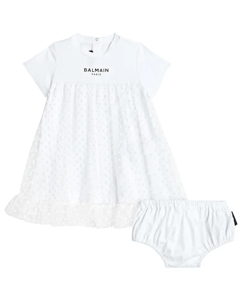 Balmain Set aus Kleid und HÃ¶schen Weiã