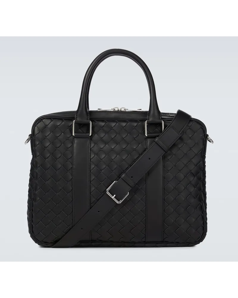Bottega Veneta Aktentasche Intrecciato aus Leder Schwarz