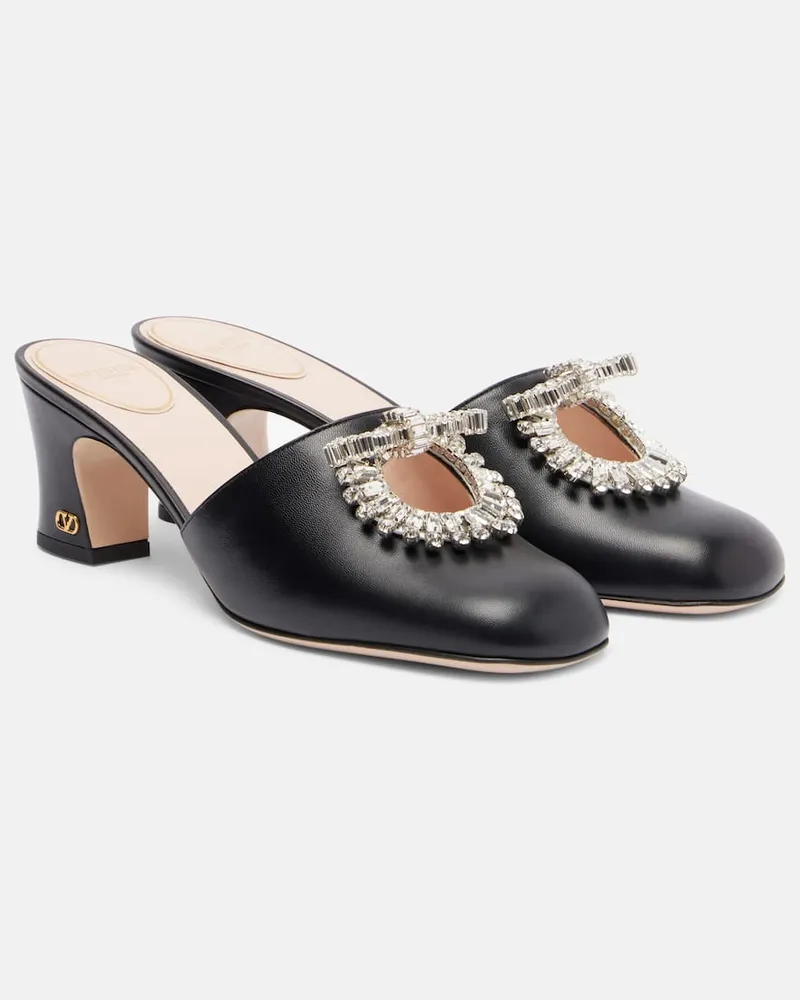 Valentino Garavani Pantoletten Adamantine 60 aus Leder Schwarz