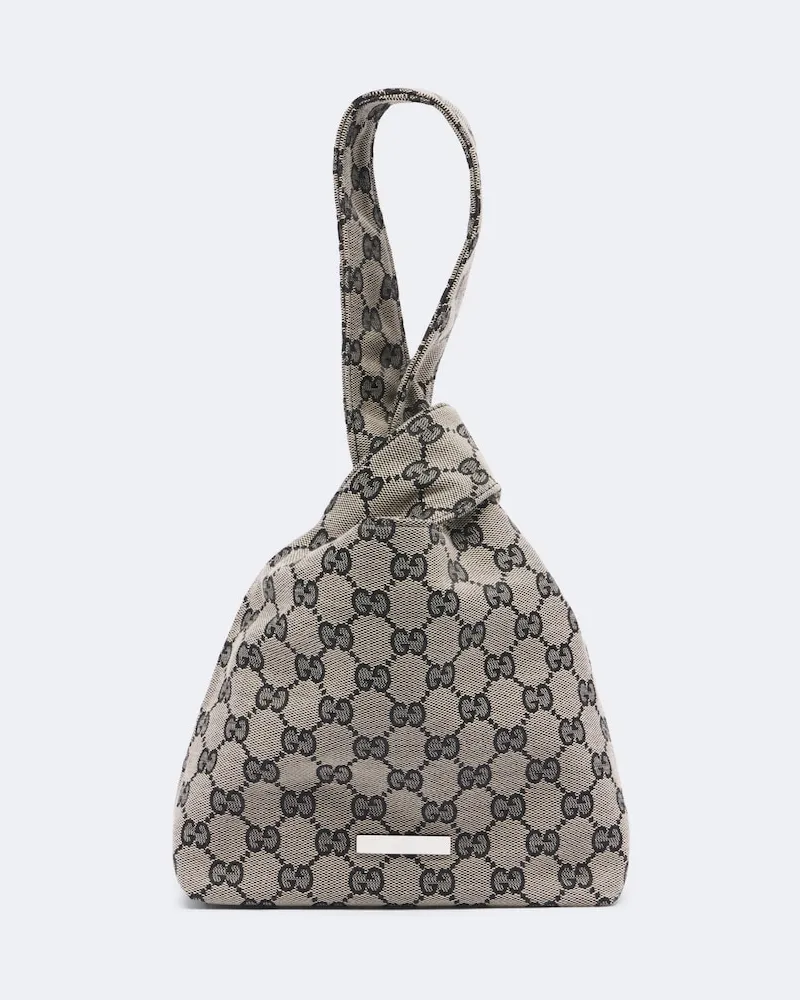 Gucci Henkeltasche GG Small aus Canvas Grau